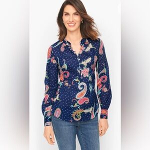 Talbots Band Collar Popover Twinkle Paisley Size XL Excellent Condition